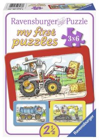 Puzzle excavator, tractor si basculanta, 3x6 piese