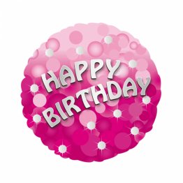 Balon folie roz 45 cm Happy Birthday
