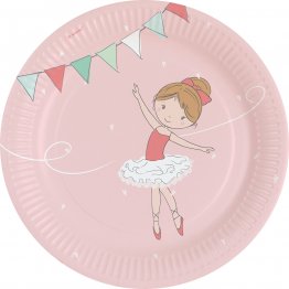 set-8-farfurii-party-roz-balerina-little-dancer-23-cm