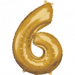 Balon folie cifra 6 auriu regal 88 cm