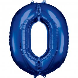 Balon folie cifra 0 albastru royal 88 cm