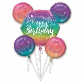 Buchet baloane Happy Birthday Sparkle 5 bucati