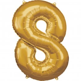 Balon folie cifra 8 auriu regal 88 cm