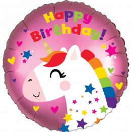 Balon folie roz 45 cm Happy Birthday Magic Unicorn