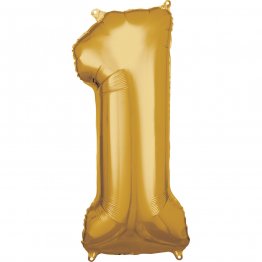 Balon folie cifra 1 auriu regal 88 cm