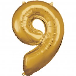 Balon folie cifra 9 auriu regal 88 cm