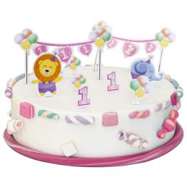 Kit decoratiuni tort petrecere copii 1st Baby Girl happy Birthday
