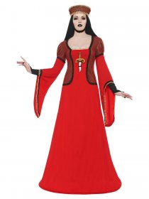 costum-medieval-asasin-dama-in-rochie-rosie