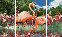 Kit pictura pe numere schipper flamingo, 3 tablouri