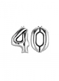 Set baloane folie cifre argintii 40 ani 86cm