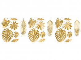 Decoratiuni hartie frunze tropicale auriu metalizat 21buc