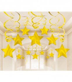 Set 30 ornamente suspendate stele aurii