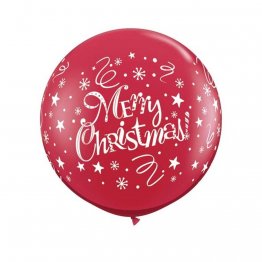 Set 2 baloane 90 cm rosu inscr Merry Christmas