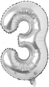 Balon folie argintie cifra 3, 96 cm