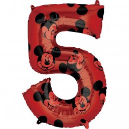 Balon Folie Figurina Mickey Mouse Forever Cifra 5 rosu 66 cm