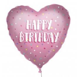 Balon folie Happy Birthday Pink Heart 45 cm