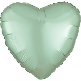 Balon folie inima Verde menta satin luxe 43 cm