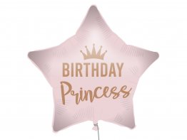 Balon folie stea roz Birthday Princess 45 cm
