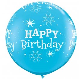 Balon Jumbo 3 FT Albastru Happy Birthday, 43543, 2 bucati