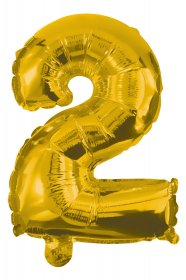 Balon mini folie cifra 2 auriu 35 cm