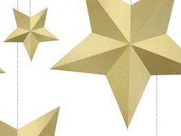 Set 6 ornamente suspendate stele 3D aurii