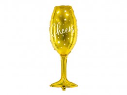 Balon folie figurina pahar sampanie auriu Cheers 80 cm