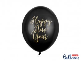 set-50-baloane-negre-latex-inscriptionate-happy-new-year-30-cm