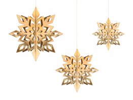 Set 6 ornamente suspendate fulgi zapada aurii 25 cm