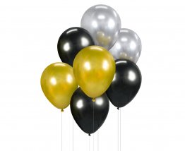 set-7-baloane-asortate-aurii-negre-argintii-latex-30-cm