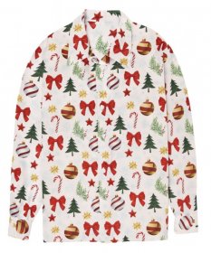 Camasa alba cu model de Craciun barbati