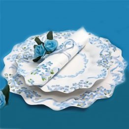 Farfurii albe cu floricele albastre 23 cm pentru petreceri, Radar GVI62939, Set 10 buc