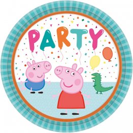 Farfurii carton Peppa Pig pentru petrecere copii - 23 cm, set 8 buc