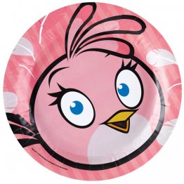 Farfurii petrecere copii 23 cm Angry Birds Pink, Amscan RM552542, Set 8 buc