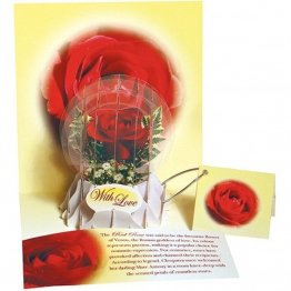 Felicitare 3D tip glob-Trandafir rosu