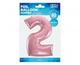 Balon folie cifra 2 roz pudrat 92 cm