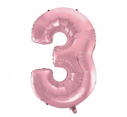 Balon folie cifra 3 roz pudrat 92 cm