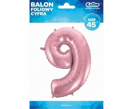 Balon folie cifra 9 roz pudrat 92 cm