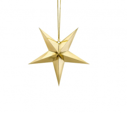 Decor ornament suspendat stea aurie din hartie 30 cm