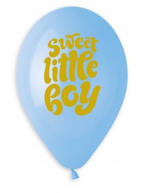 Set 50 baloane bleu 33 cm Sweet Little Boy, Gold print