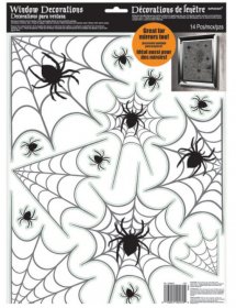 Set 14 stickere geam sau oglinda Halloween Spider