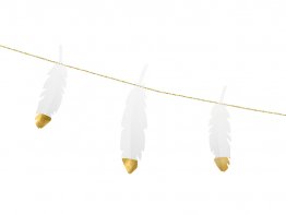Ghirlanda party pene albe cu capete aurii 1.6 m