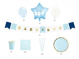 Kit decor 49 piese - bufet petrecere It's a Baby Boy blue