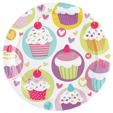 set-8-farfurii-party-cupcake-colorate-18-cm