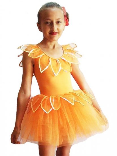 costum floare copii balerina portocalie
