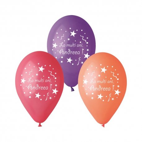 Set 50 baloane 26 cm inscriptionate - La multi ani, Andreea