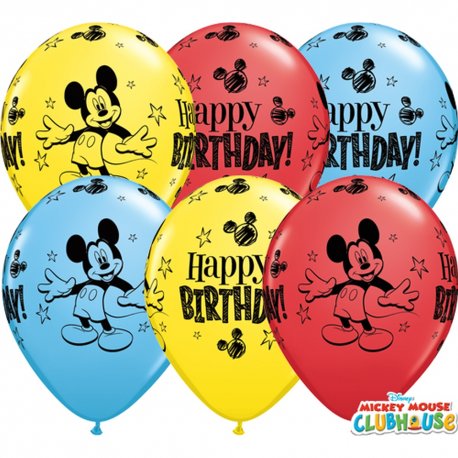 Baloane latex 11/28cm Mickey Mouse - Happy Birthday, 18704, Set 25 buc