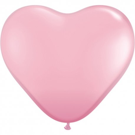Set 25 baloane latex 16 cm in forma de inima, Pink