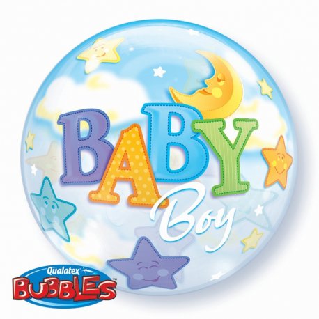 Balon Bubble 22"/56 cm, Baby Boy - Qualatex 23597
