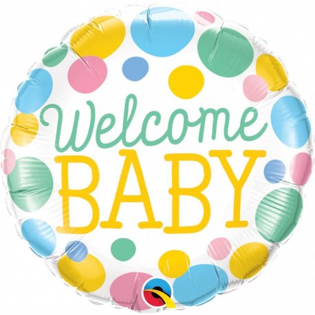 Balon folie 45 cm Welcome Baby Dots