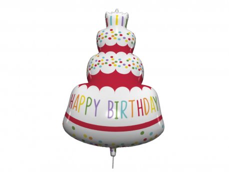 Balon folie figurina tort Happy Birthday, 96 cm